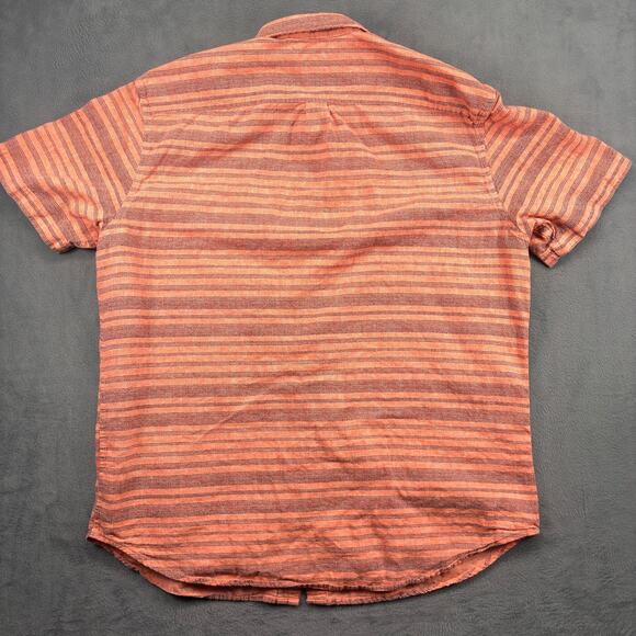 Old Navy Camp Shirt Men's XXL Peach Linen Blend Slim Fit Short Sleeve Breathable - Picture 2 of 7